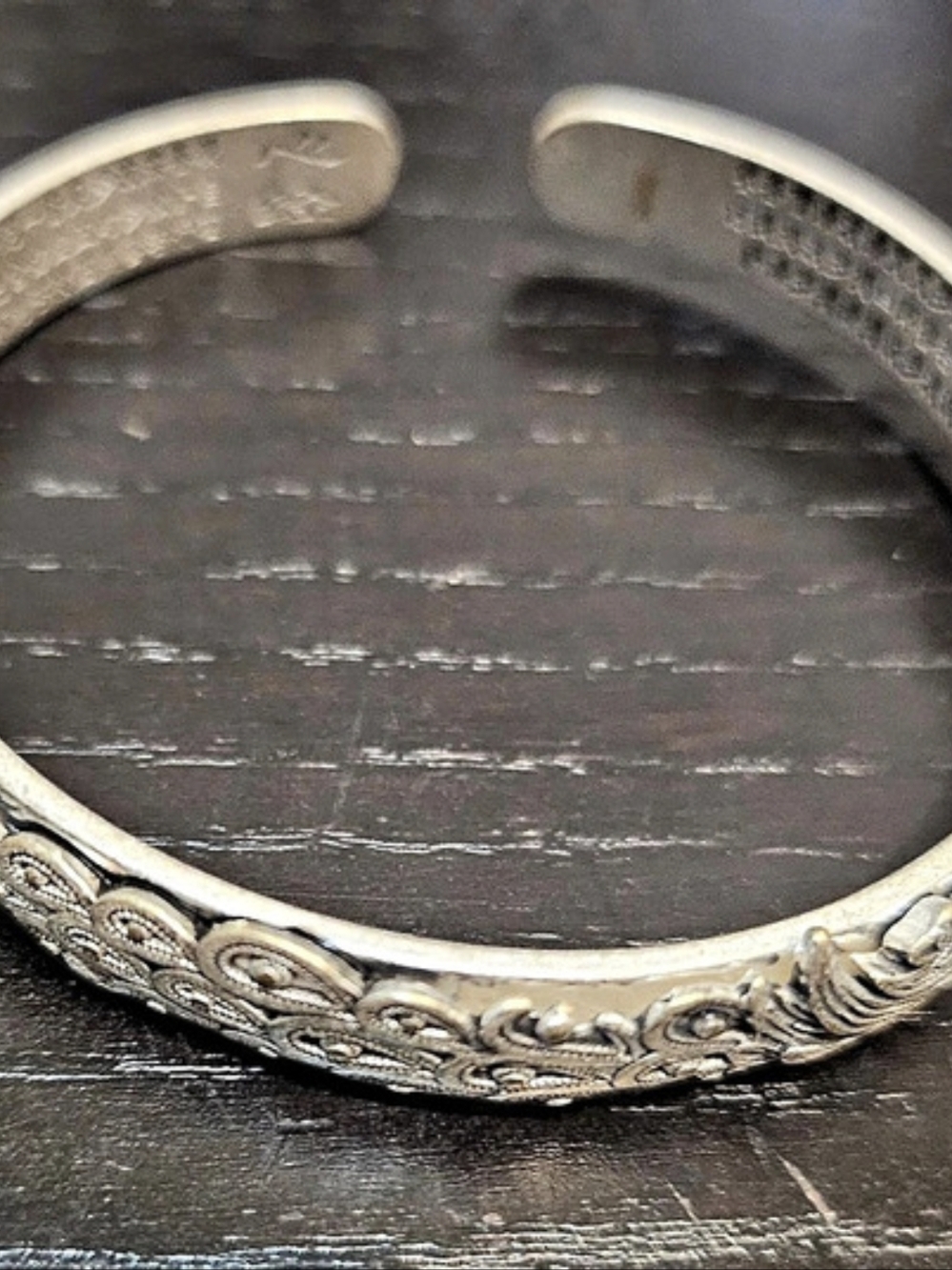 Engraved Silver-Tone Cuff Bracelet